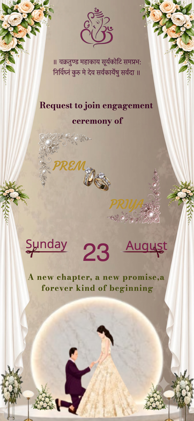 Pearl and moon engagement